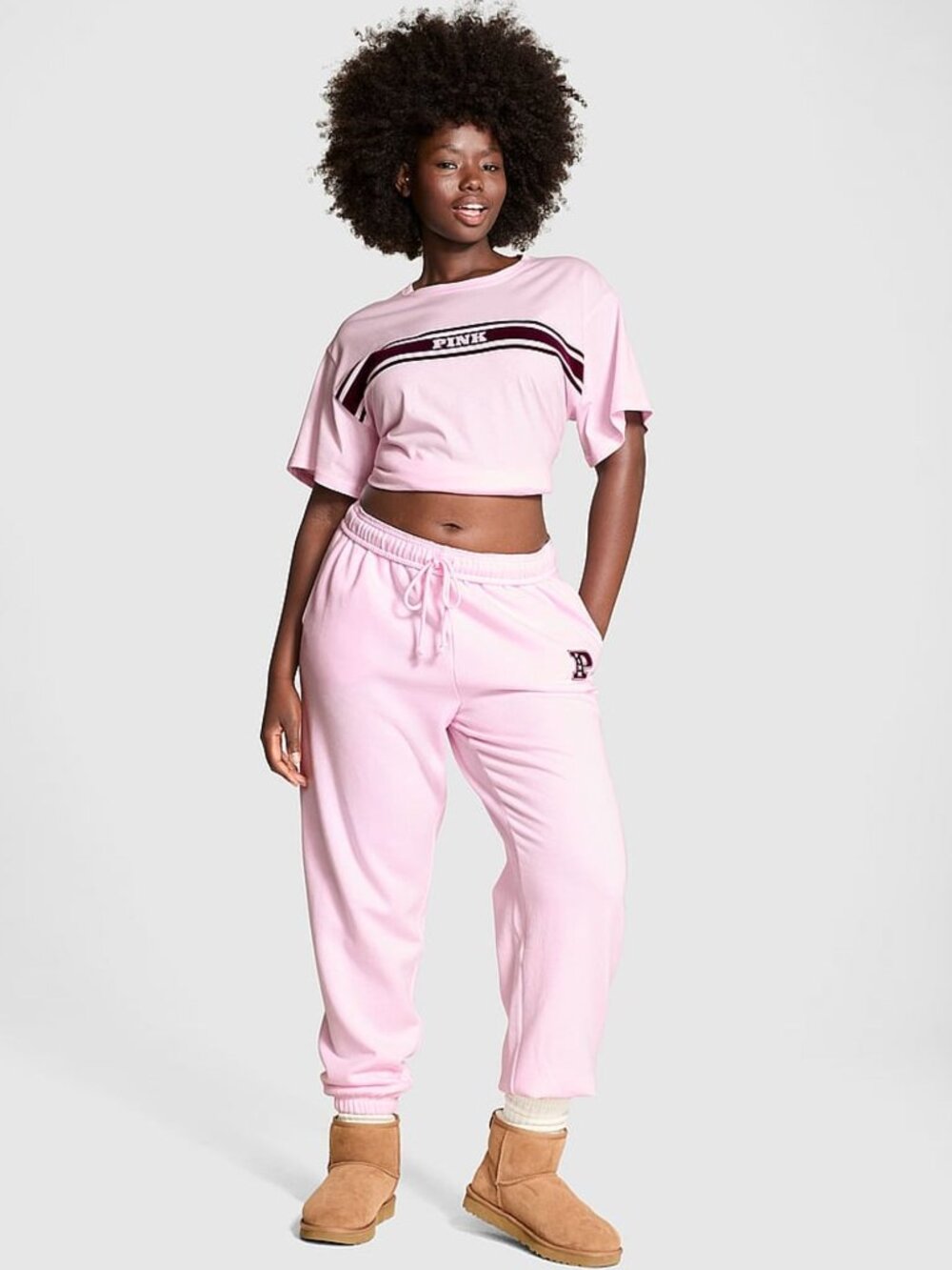 PINK Victoria's Secret Collegiate Jogger Sweatpants Logo Pink XL NWT